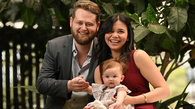 Jack Hutchinson with wife Fatya and daughter Marianne last year. Picture: Lyndon Mechielsen