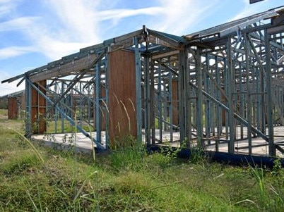 A home left unfinished after the collapse of Stirling Homes Qld. Picture: Scott Kovacevic