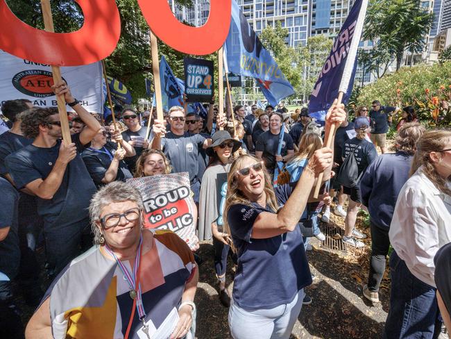 The protest was organised in response to 3000 jobs being on the chopping block. Picture: David Geraghty