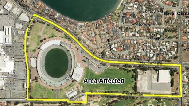 An aerial shot of the land around the football oval to be redeveloped.