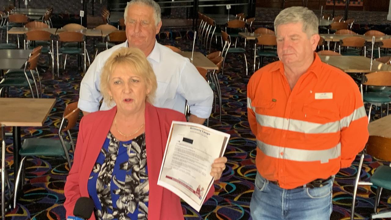 Capricornia MP Michelle Landry, with LNP candidates for Rockhampton Tony Hopkins and Keppel Adrian de Groot, attacked Labor’s campaign material saying it supported the resource industry.