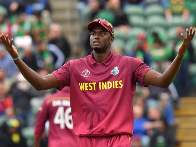 West Indies' captain Jason Holder reacts during the 2019 Cricket World Cup group stage match between West Indies and Bangladesh. Picture: Saeed Khan/AFP