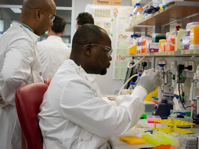 University of Queensland scientists pictured in the lab, as part of an international push to develop a vaccine for coronavirus. Picture: Supplied