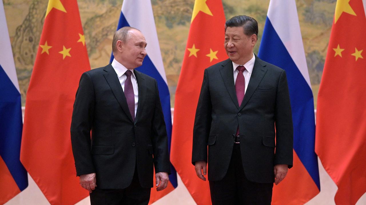 Russian President Vladimir Putin Chinese President Xi Jinping during their meeting in Beijing, on February 4, 2022. Picture: Alexei Druzhinin / Sputnik / AFP