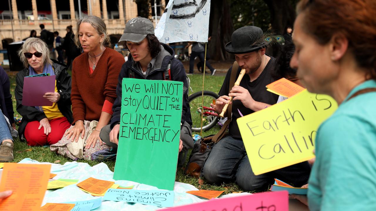 Extinction Rebellion protesters at Central Station in Sydney. Picture: Damian Shaw