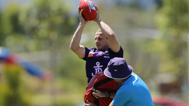 Nat Fyfe in action at Dockers training. Picture: Will Russell/Getty