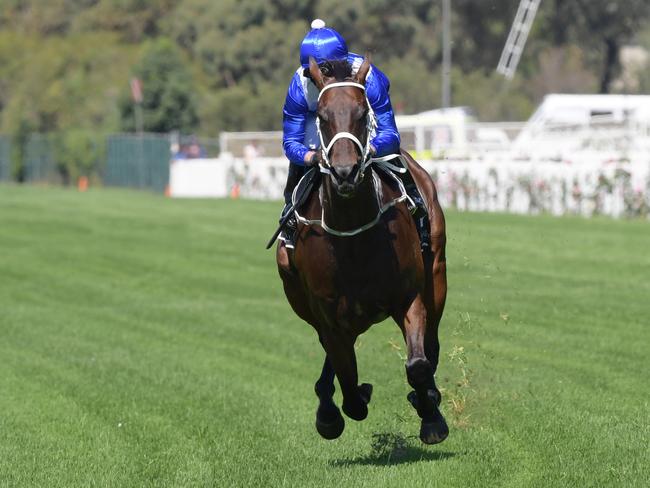 Kerrin McEvoy lets Winx stretch out between races at Rosehill. Picture: Simon Bullard