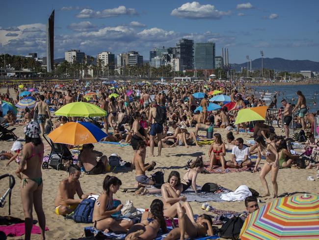 Barcelona’s beaches have been packed again. Picture: AP