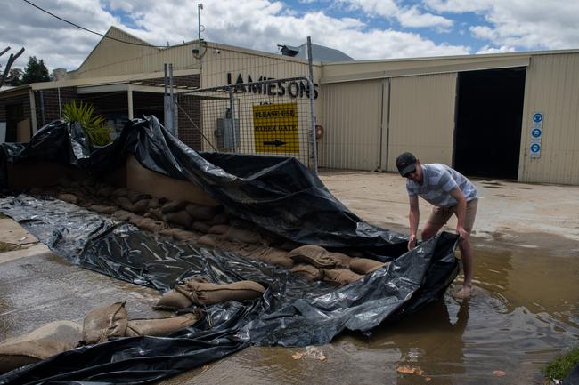 Residents’ home and businesses by the banks of the river at Cowra have been flooded. Picture: Nathan Laine/Bloomberg