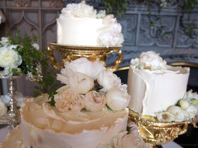 The wedding cake was created  by Claire Ptak of East London-based bakery Violet Cakes. Picture: AFP