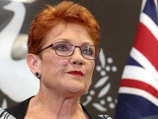 Senator Pauline Hanson holds a press conference. Picture: Liam Kidston