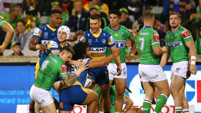 After a poor effort against the Dragons in Round 5, the Eels forwards were dominant against the Raiders pack. Picture: Getty Images.