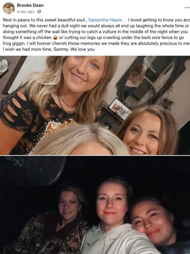 Friend Brooke Dean called Hayes a ‘sweet beautiful soul’. Picture: Supplied