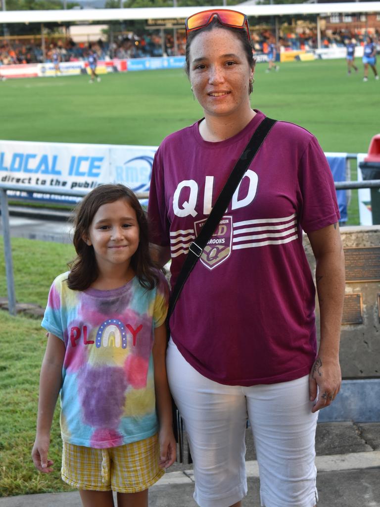 Hazel and Kimmy Ceissman at the Capras menâ&#128;&#153;s and womenâ&#128;&#153;s season openers at Browne Park, Rockhampton, on March 11, 2023.