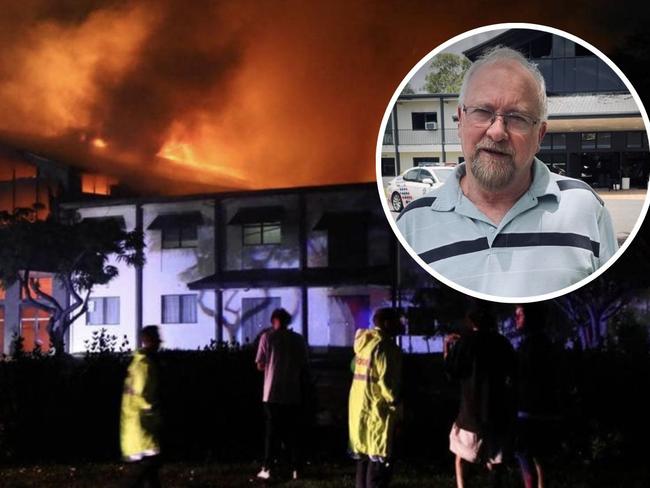 The massive fire which engulfed Lifepointe Baptist Church near Maroochydore. Photo: supplied.