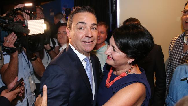 March 2018 – State Premier elect Steven Marshall and Vicki Chapman arrive at the State Liberal Party election winning celebration at the Hackney Hotel. picture CALUM ROBERTSON