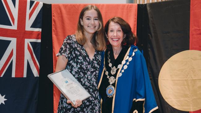 And with North Sydney Mayor Jilly Gibson after being named Young Citizen of the Year.