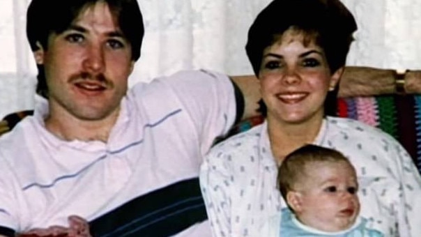 Aaron Fraser, seen here as a baby, helped convict his dad Michael Haim, left, over the 1993 death of his mother Bonnie Haim, right. Picture: Supplied