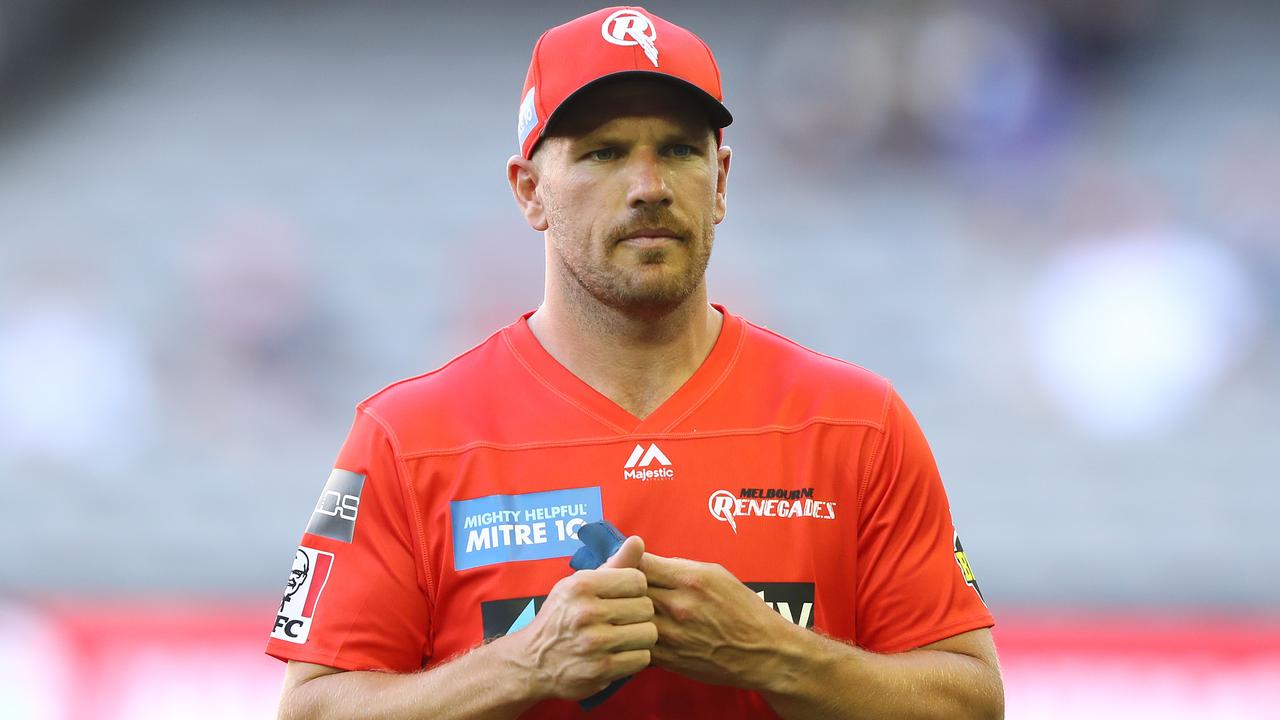 Aaron Finch will step down from the Renegades captaincy. Picture: Getty Images