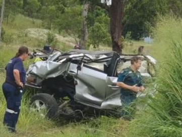 Emergency services at the scene of a Prado crash on Emu Park Road, Tungamull, on February 1.