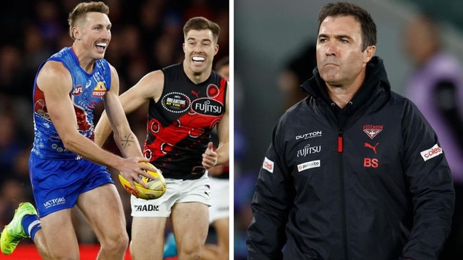 Bailey Dale and the Dogs destroyed Essendon. Photos: Getty Images