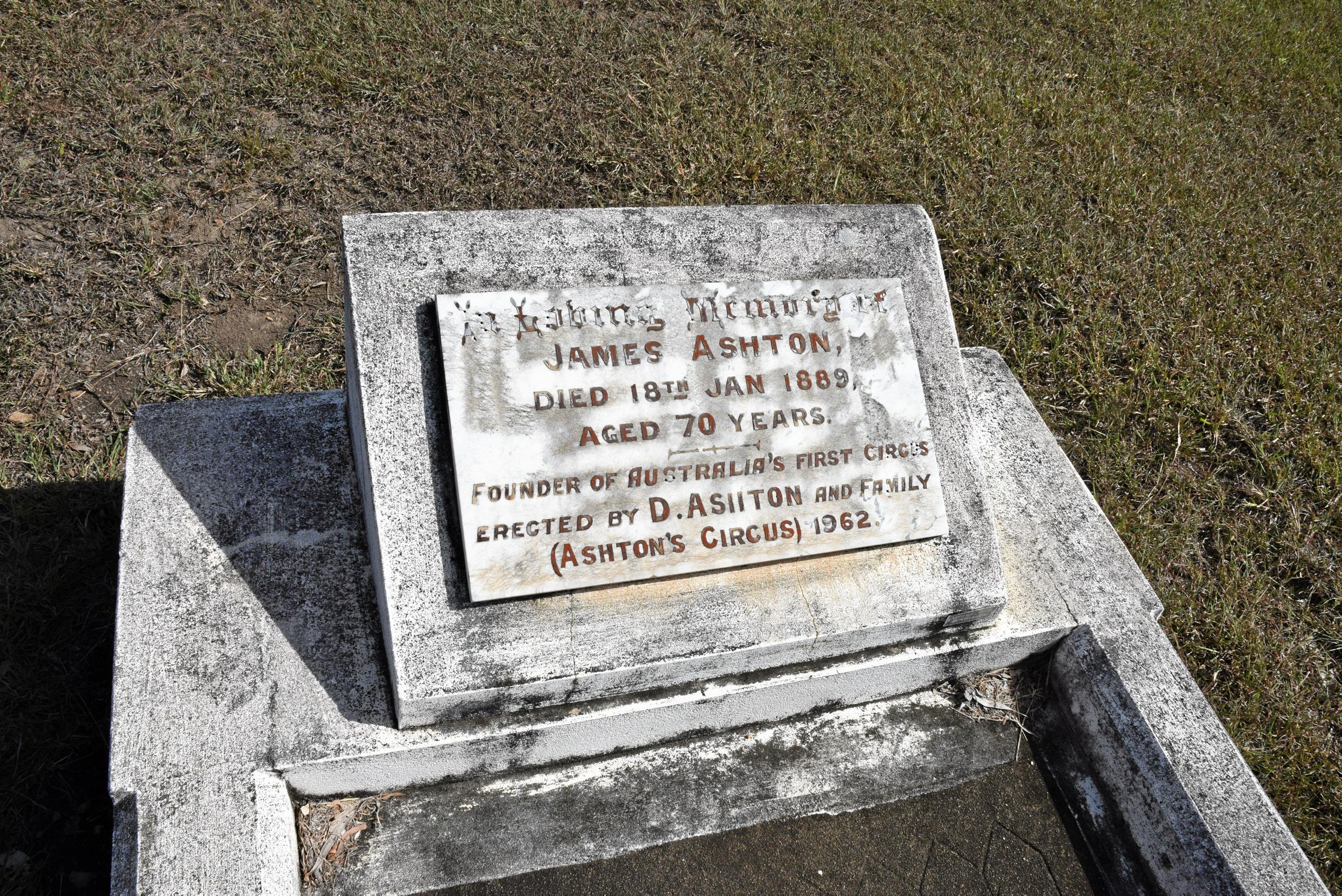 James' Ashton's headstone Gladstone Cemetery. Picture: Greg Bray