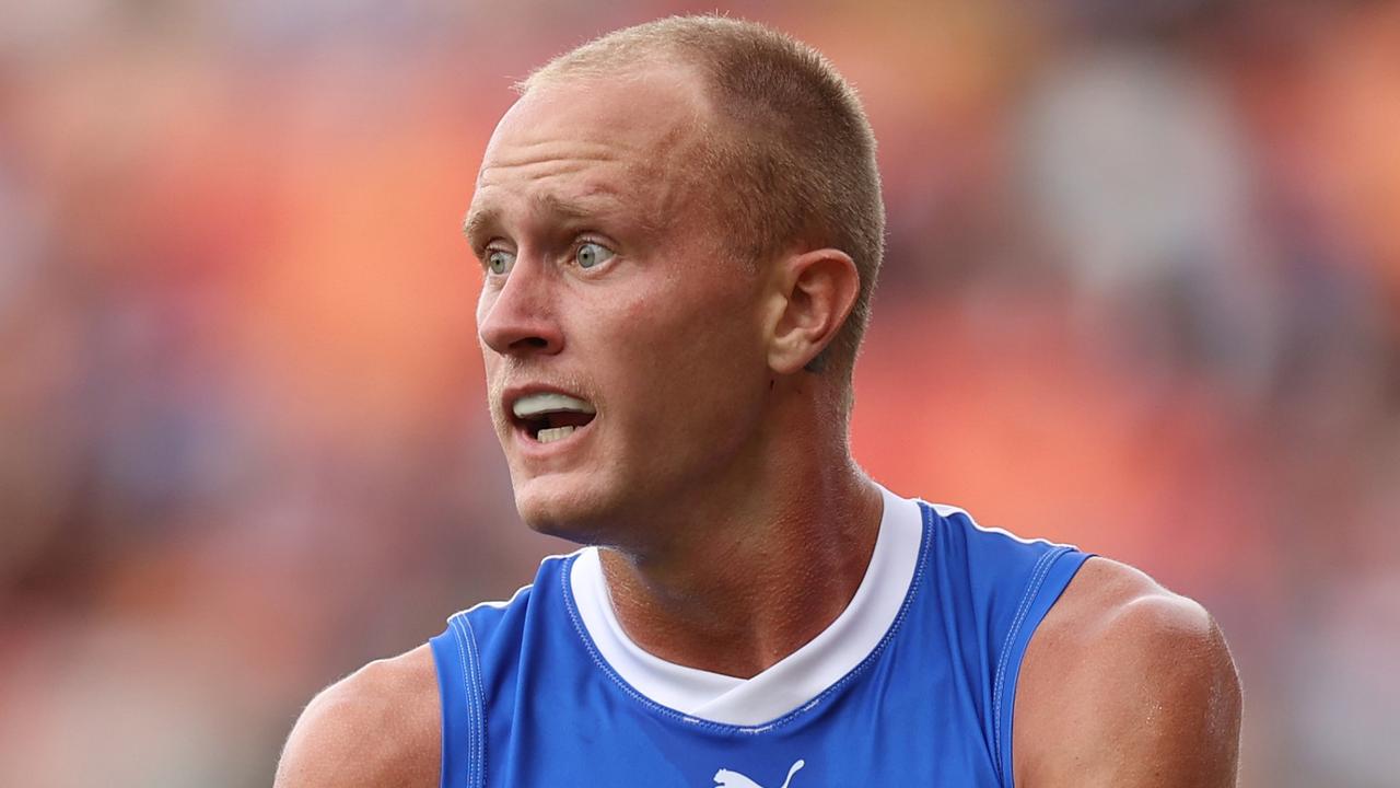 Jaidyn Stephenson of the Kangaroos. Photo by Jason McCawley/AFL Photos/via Getty Images.