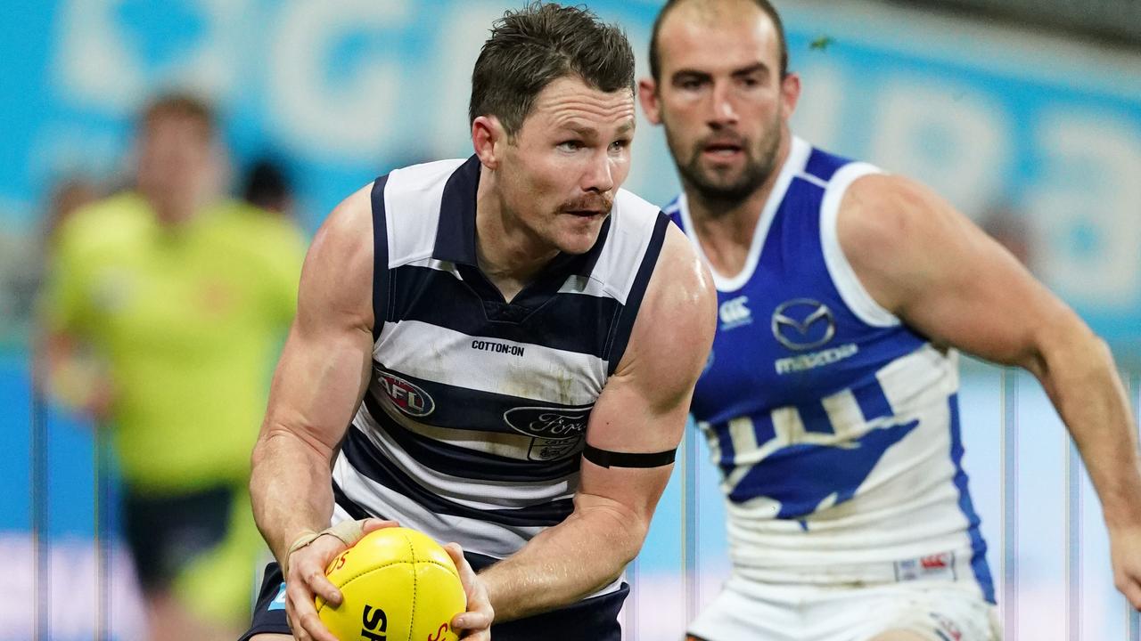 Patrick Dangerfield’s 33 disposals wasn’t enough to get the three votes. Picture: AAP