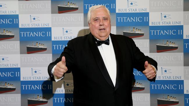 Clive Palmer in Cairns for the Titanic II dinner at the Pullman Cairns International. Picture: Stewart Mclean