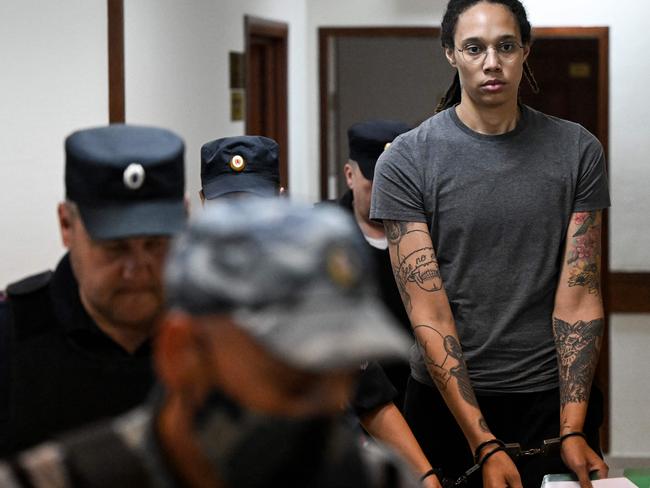 Team USA will retire the No.15 singlet for Brittney Griner, who was detained at Moscow's Sheremetyevo airport and later charged with illegal possession of cannabis. Picture: AFP.