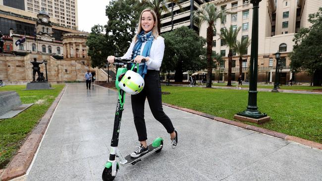 Rebecca Purcell was the one millionth user of Lime Scooters in Brisbane. There have now been 1.5 million users. Picture: Tara Croser