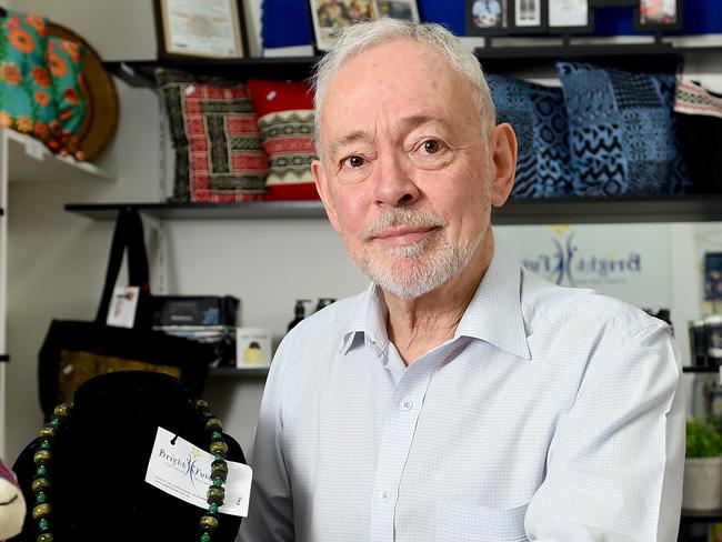 14/2/19 - Former home builder and politician Bob Day speaks about life since he declared bankruptcy after the collapse of his building empire. He volunteers one-day-a-week for a charity at its city shopfront in Da Costa Arcade. Photo - Naomi Jellicoe