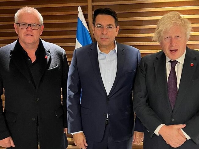 Image taken today of Scott Morrison, Danny Danon and Boris Johnson in Israel.