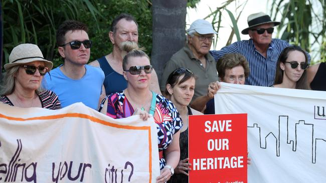 Kangaroo Point residents protest this morning. Picture: Liam Kidston