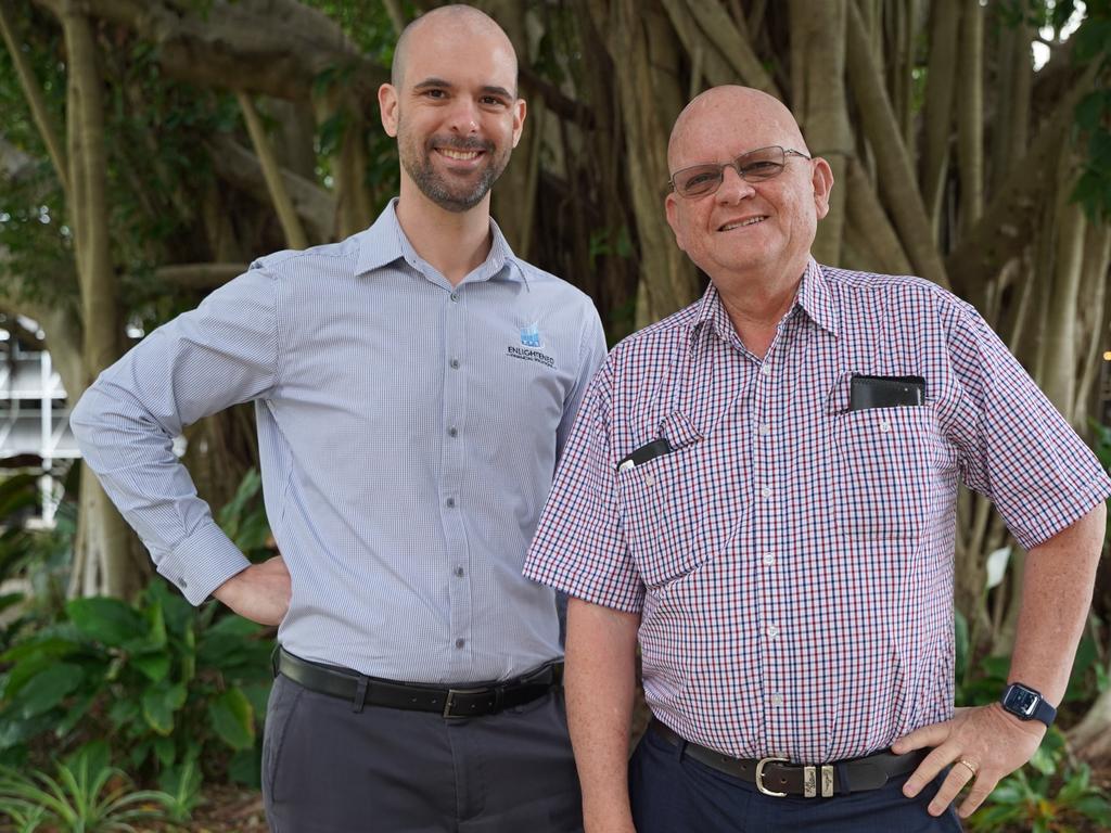 Rotary Mackay Corporate chairman Brendan Hughes with Rotary Club of Mackay member Michael Buckeridge. Picture: Heidi Petith