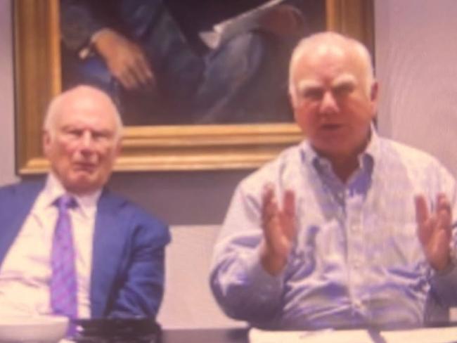 Administrative committee members Richard Alston (left) and Alan Stockdale as they appeared in the online meeting on Tuesday night. Picture: Supplied
