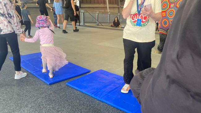 Disinfecting mats were placed at the entrances and exits to the livestock pavilion.