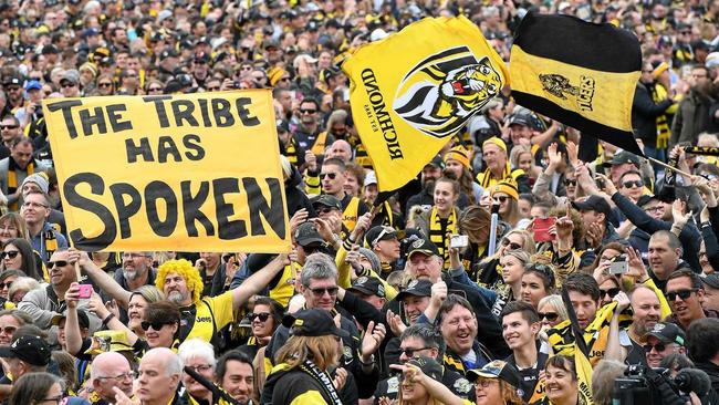 RECORD NUMBER: The Richmond Tigers eclipsed 100,000 members last week, the first time in AFL history. Picture: JULIAN SMITH