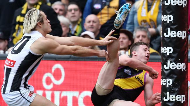 Jack Higgins scissor-kick goal against Collingwood became a viral sensation. Picture: Michael Klein