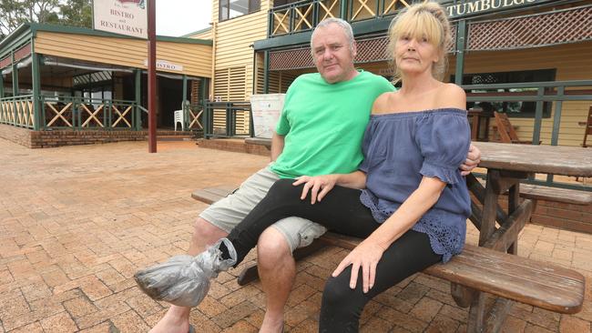 Residents Tony Shirley and his wife Sherrill heading to hospital after Tony cut his foot. Picture Mike Batterham