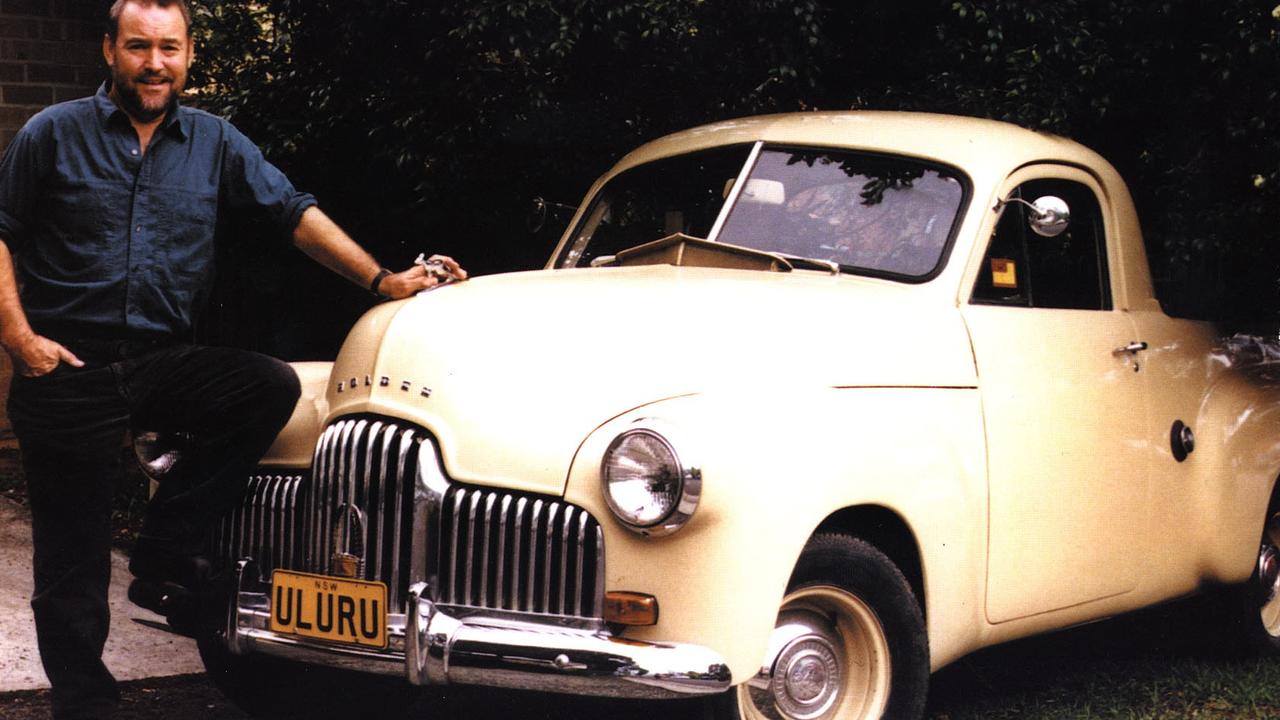 OCTOBER 1999 : Singer John Williamson with his beloved FJ Holden ute with numer plate "Uluru" 10/99. pic from the Book "Beaut Utes". Motor Vehicle / Utility Williamson/singer