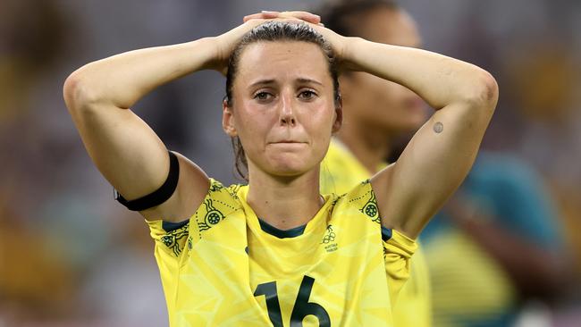 Hayley Raso looks dejected after the loss to the US. Picture: Getty Images