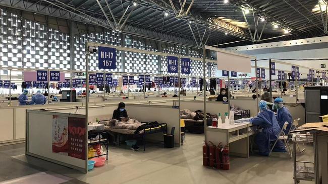 Inside the Shanghai International Expo Centre: there are almost 4000 people in this giant Covid quarantine station. Picture: Jane Polubotko