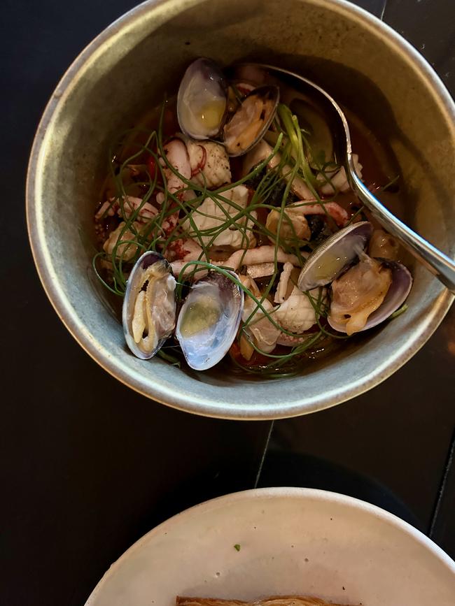 Ett Hem’s shellfish stew featuring seasonal produce. Photo: Elizabeth Meryment