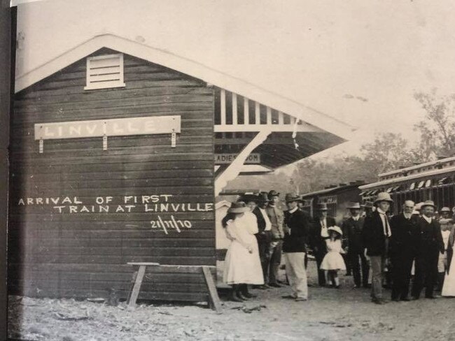 SOCIAL MEDIA IMAGE DISCUSS USE WITH YOUR EDITOR - The first train arrival at Linville, Nov 21, 1910