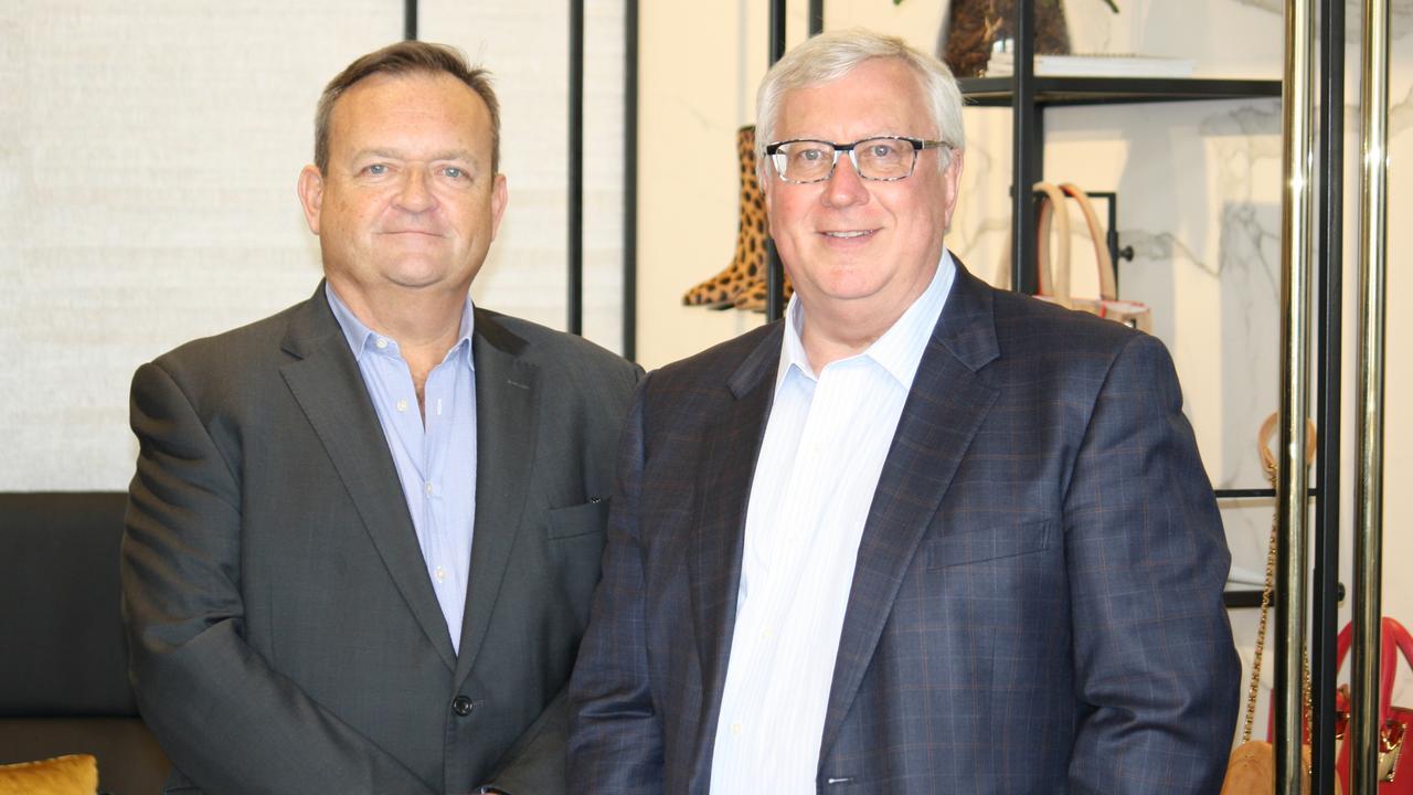 New Myer chief executive John King (left) with executive chairman Garry Hounsell.