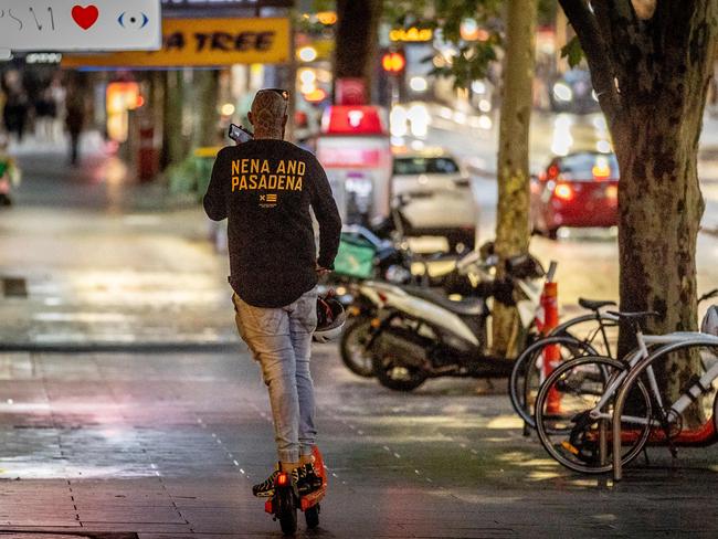 E-scooters in Melbourne CBD. Picture: Jake Nowakowski