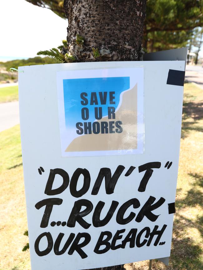 One of the signs protesting at the sand carting. Picture: Tait Schmaal