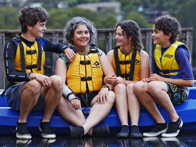 Belinda Butcher and her kids at 1st Tambourine Bay Sea Scouts, (from left) Ben, Emily and Eddy. Picture: Sam Ruttyn