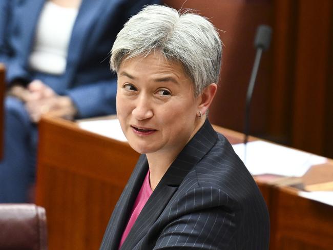 CANBERRA, AUSTRALIA  - NewsWire Photos - November 28, 2024: Senator Penny Wong speaks after Senator Simon BirminghamÃ¢â¬â¢s valedictory speech in the Senate at Parliament House in Canberra. Picture: NewsWire / Martin Ollman